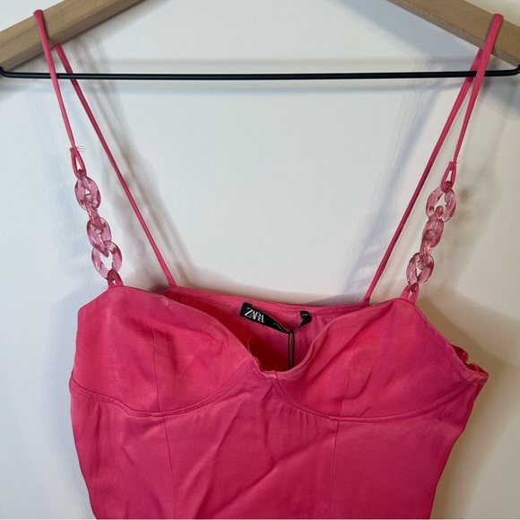 *NWT* Zara Satin Corsetry-Inspired Mini Dress in Pink, Size XS, Sleeveless - Picture 3 of 10